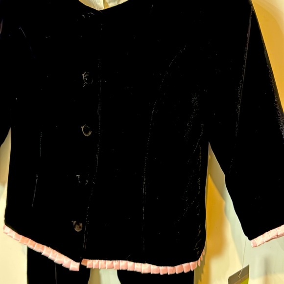 3 Pc Black Velvet W/ Pink Trim Holiday Outfit Kenneth Cole Reaction New $78 Tags - Picture 3 of 9